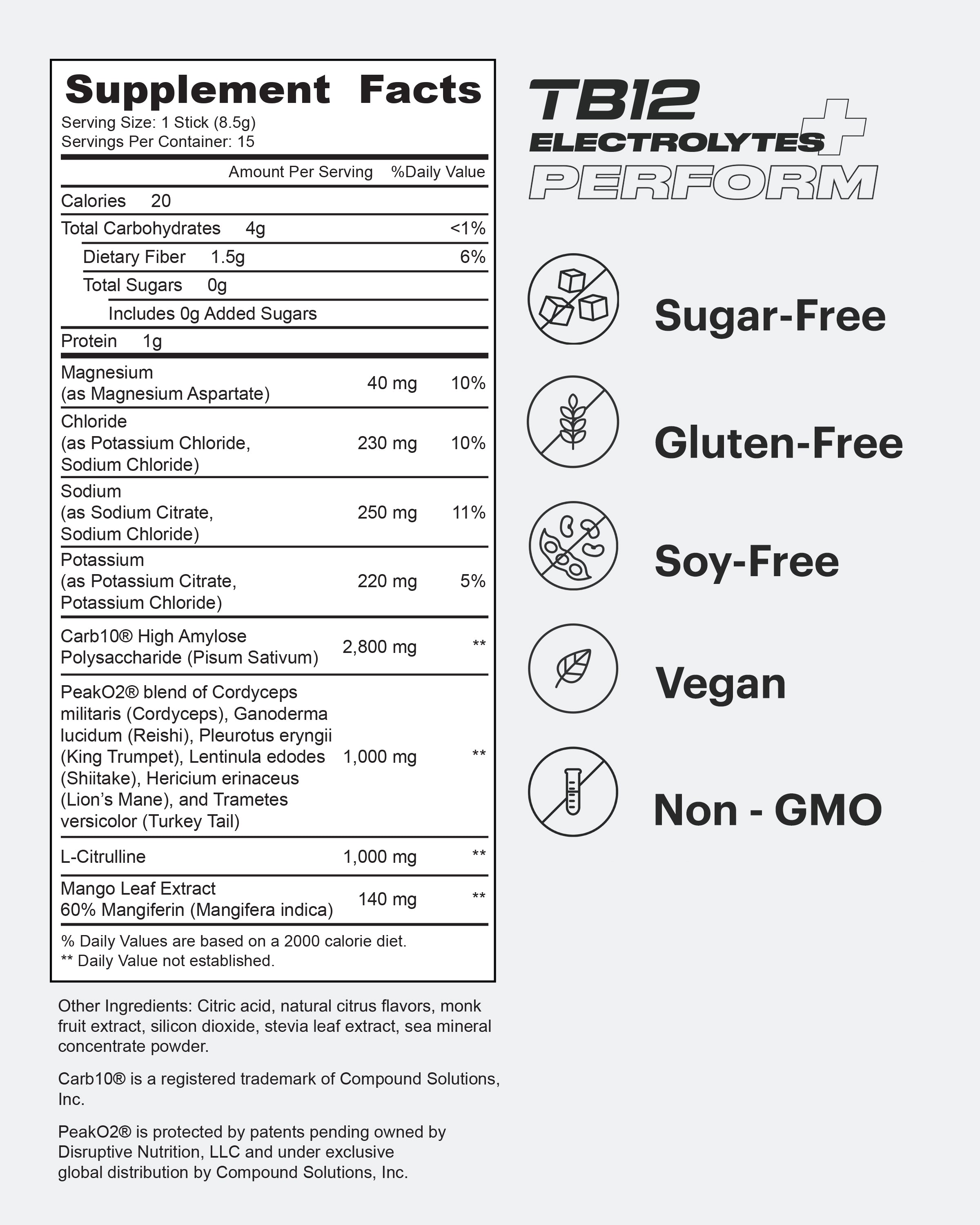 TB12 Electrolytes+ Perform (15ct Powder)