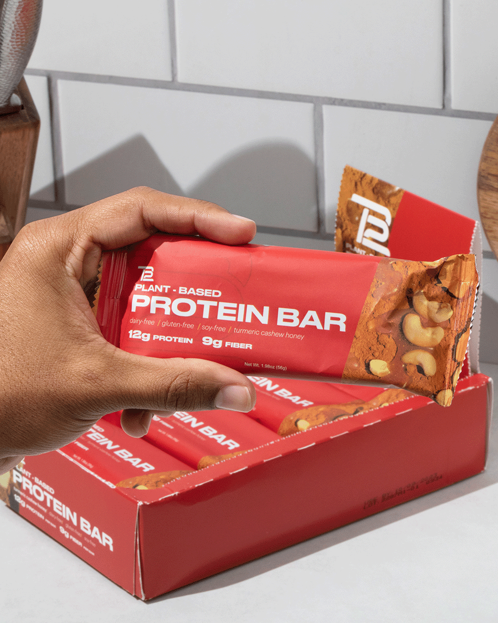 TB12 Turmeric Cashew Honey plant-based protein bars