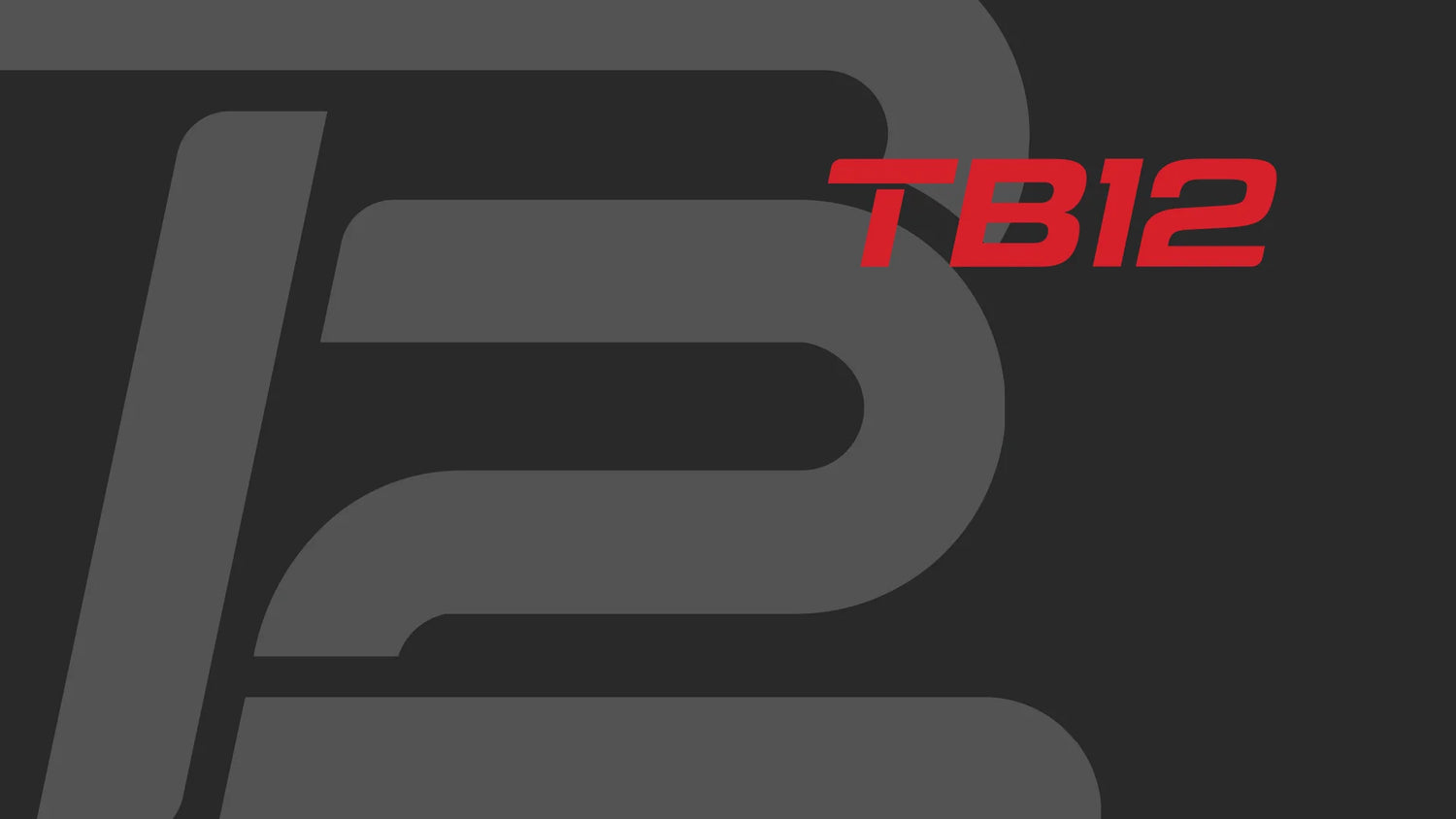 TB12 logo and wordmark on a black background