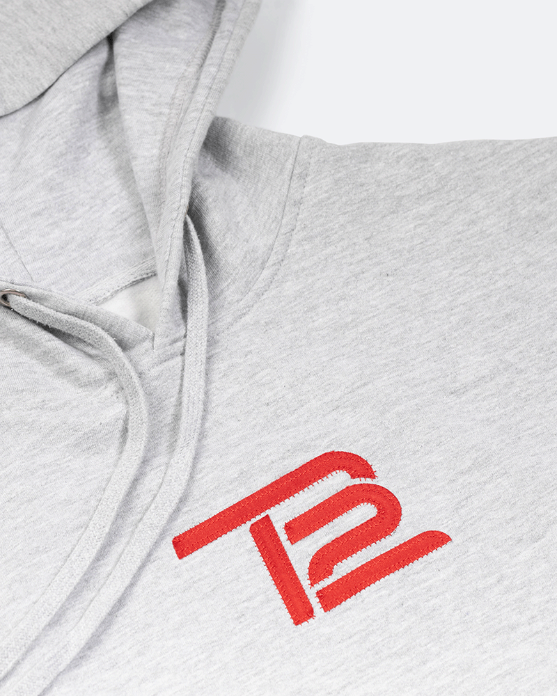 Gray TB12 logo embroidered hoodie